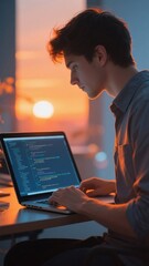 Man Working on Laptop