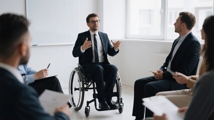 Business Meeting with Person in Wheelchair