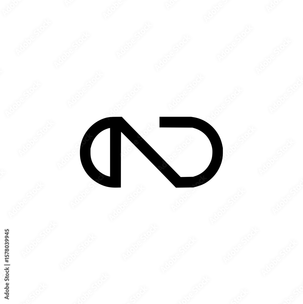 Poster a minimalist rendering of an abstract monogram featuring a combination of circular and angular shape