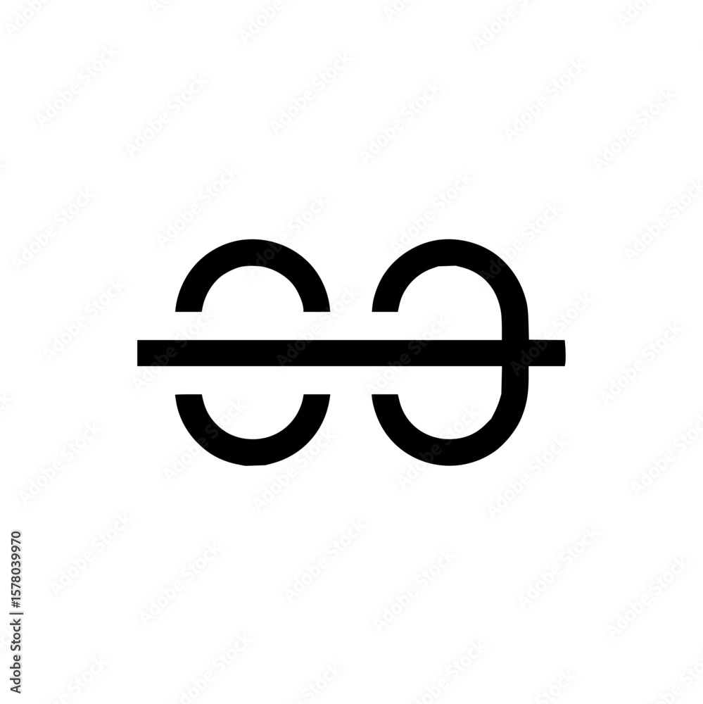 Poster abstract design featuring two pairs of semi circles intersected by a horizontal line element design