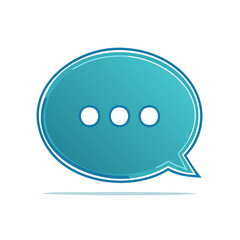 Teal speech bubble icon with ellipsis, suggesting conversation or notification with a modern design.