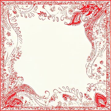 featuring ornate henna motifs and delicate swirling patterns set inside a decorative intricate border cultural and isolated
