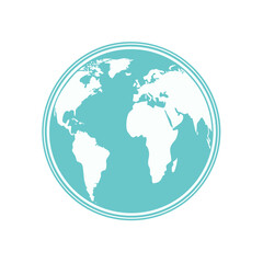World Globe Icon Aquamarine Minimalist Global Earth Illustration