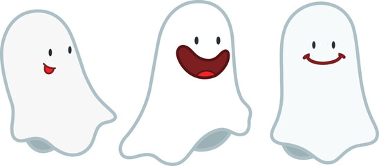 HALLOWEEN GHOST, HAPPY, CHEERFUL SMILING 
