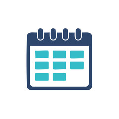 Illustration of a simple calendar, teal date blocks, business scheduler, schedule appointments