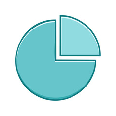 Simple cartoonish Teal Pie Chart Demonstrating Information Data and Business Statistics