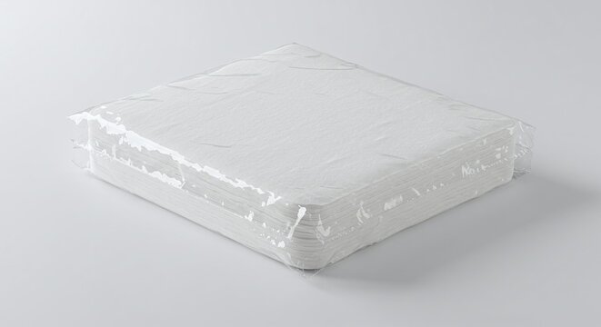 Stack of White Disposable Paper Napkins on White Background for Catering and Food Service