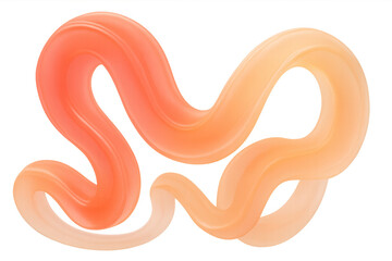 Fototapeta premium Gradient coral, peach 3d shapes forming undulating abstract pattern against transparent backdrop