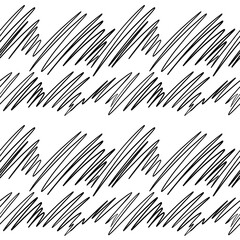 Seamless black and white abstract pattern with chaotic hand-drawn lines and scribbles. Energetic texture perfect for textiles, packaging, prints, and modern digital design.