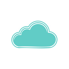 Whimsical teal cloud illustration, cartoonish and outlined with white border