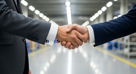 Strategic Business Partnership A Successful Handshake in Industrial Setting, Agreement, Collaboration, Professionalism