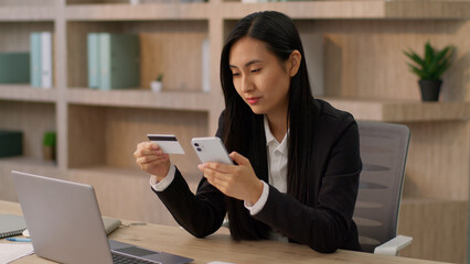 Happy smiling Asian Japanese businesswoman female Chinese Korean business woman girl worker...