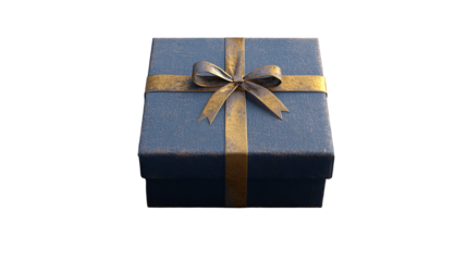 Unboxing Joy A luxurious blue gift box with a golden ribbon promising delightful secrets on transparent background