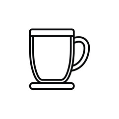 Simple outline drawing of a mug with a handle isolated on white background