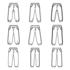 Set of casual sweatpants with elastic waist and cuffs