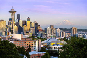 Seattle skyline at sunset
