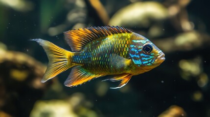 Fototapeta premium Vibrant fish swimming in an aquarium.