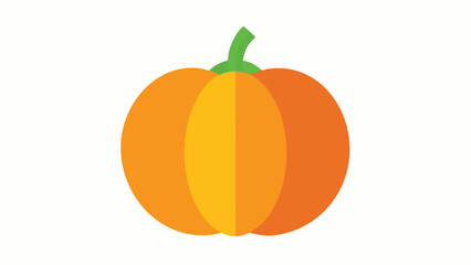 Isolated flat vector illustration of a bright orange pumpkin against a white background