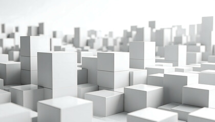 Fototapeta premium A background of white blocks randomly stacked in a white space