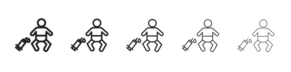 Baby Vaccination icon line art vector collection on white background