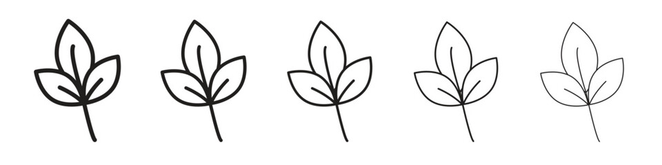 Basil icon line art vector collection on white background