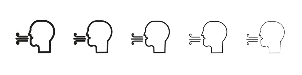 Breath icon line art vector collection on white background