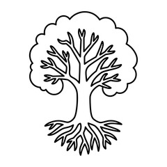 Naklejka premium Line drawing of a tree with exposed roots for natural and environmental projects