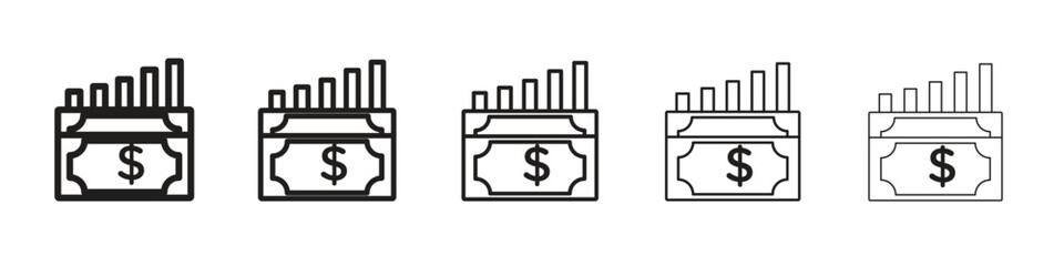capital gain icon line art vector collection on white background