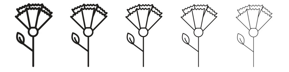 Carnation icon line art vector collection on white background