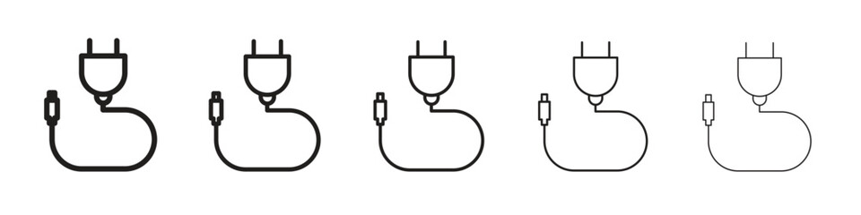 Charger icon line art vector collection on white background