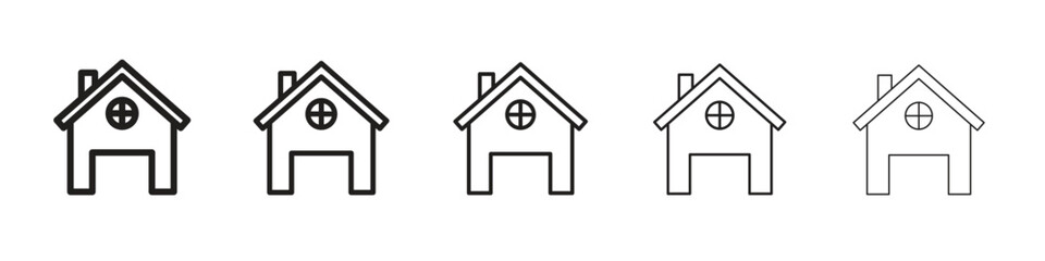 Chalet icon line art vector collection on white background