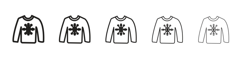 Christmas sweater icon line art vector collection on white background