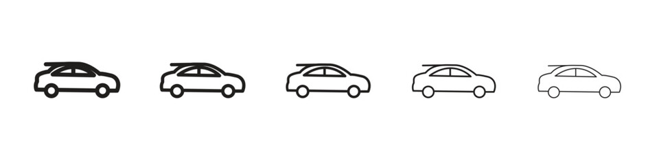 Compact car icon line art vector collection on white background