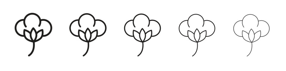 Cotton icon line art vector collection on white background