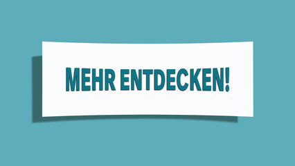 Mehr entdecken (Discover more) - A card isolated on light green background.