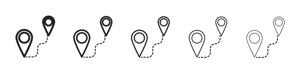 Distance icon line art vector collection on white background