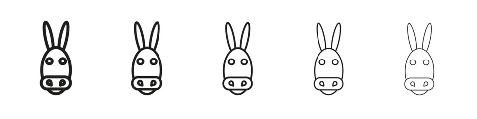 Donkey icon line art vector collection on white background