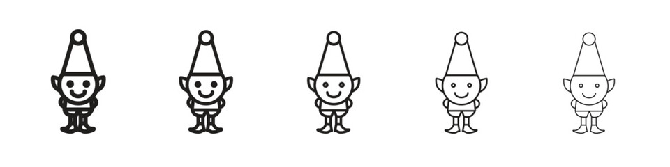 Elf icon line art vector collection on white background