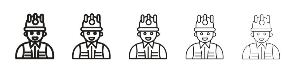 Engineer icon line art vector collection on white background