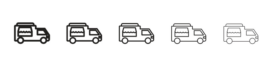 Obraz premium Food truck icon line art vector collection on white background