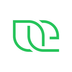 Letter E leaf line overlapping logo design