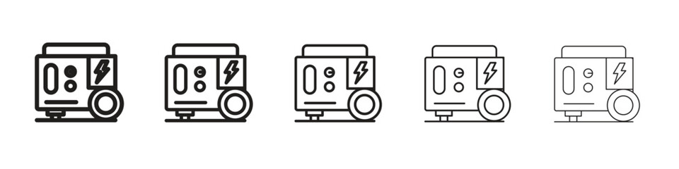 Generator icon line art vector collection on white background