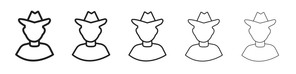 Hunter icon line art vector collection on white background
