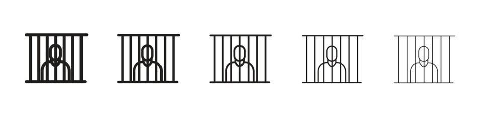 Jail icon line art vector collection on white background