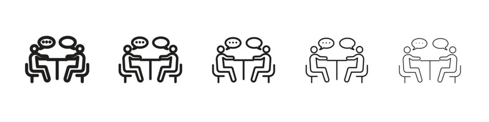 Job interview icon line art vector collection on white background