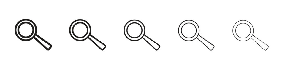 Magnifying glass icon line art vector collection on white background