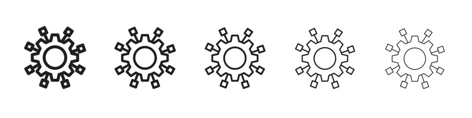 Microservices icon line art vector collection on white background