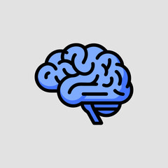Stylized illustration of a human brain, light blue, outlined in black.