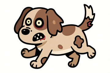 Fototapeta premium Cartoon simple vector dog zombie white background