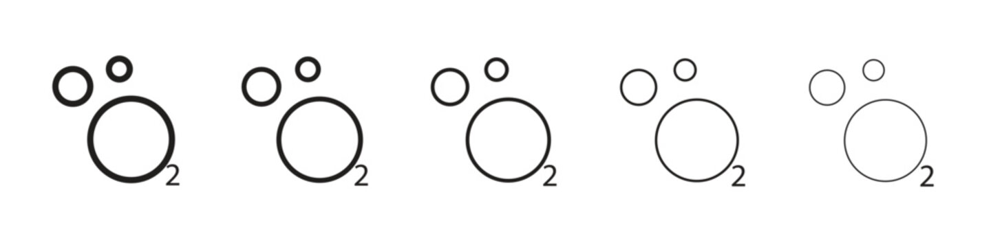 Oxygen O2 icon line art vector collection on white background